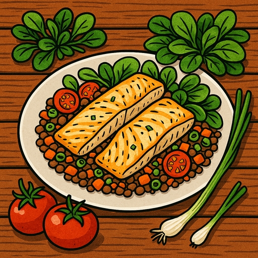 Foto von Linsen Salat mit Fisch