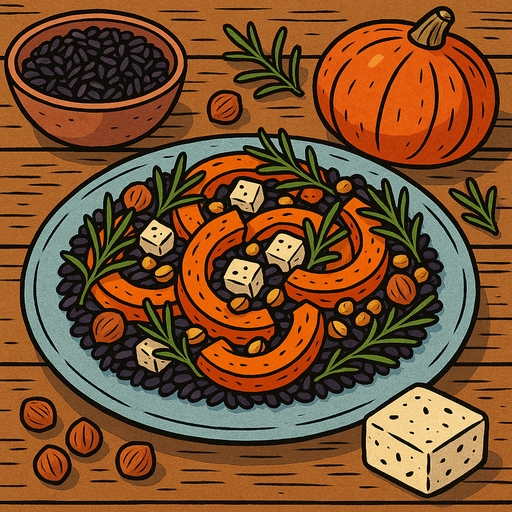 Foto von Schwarzer Reis mit Kürbis